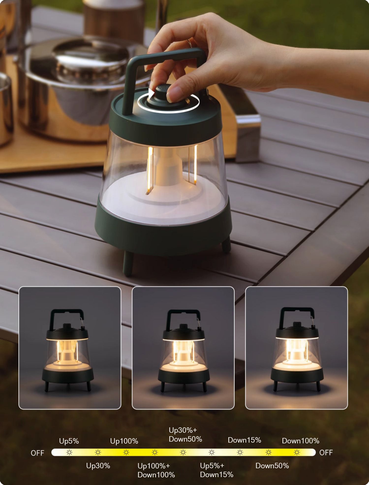 camping tischlampe Robuste Outdoor-Tischlampe ⎮ dimmbare Campingleuchte ⎮ IP65 wetterfest – Echo Nova